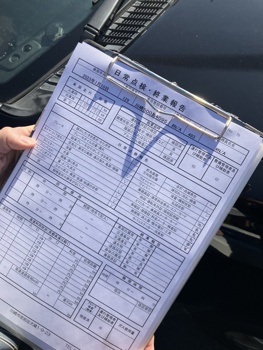 日常点検・終業報告書の写真